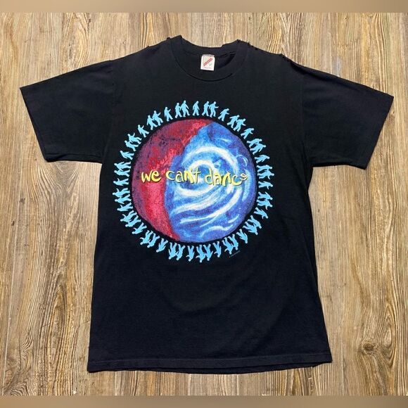Vintage 1992 Genesis We Can't Dance Tour Black T Shirt Jerzees Men's Size M/L
